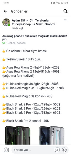 Asus rog phone 2, Black shark 2 pro ön sipariş 