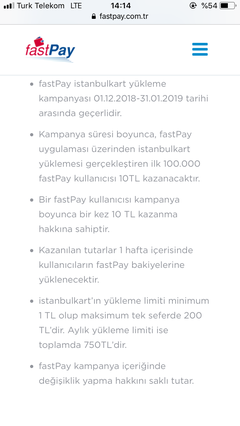 fastPay ile istanbulkart’ını yükleyene 20 TL hediye (BİTTİ)