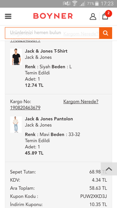 Jack jones sepette %25 indirim.. MORHİPO