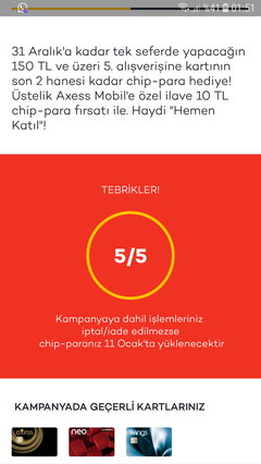  Axess kartın son iki hanesi kadar cip para