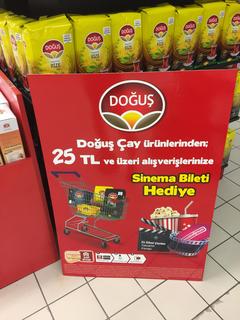 Doğuş çay 25 tl ve üzeri alışverişe sinema bileti/carrefour/just snup uygulamasıyla