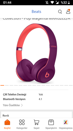 🔥🔥 Beats Solo3 Bluetooth Kablosuz Kulaküstü Kulaklık (sadece fuşya rengi 779₺)