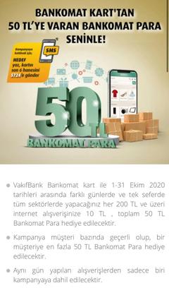 Vakıfbankomat 200x5 50 tl bankomatpuan (Ekim)