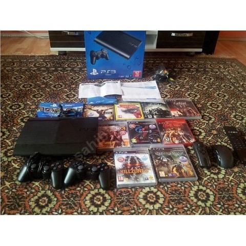 PS3 Super Slim 320GB+9Oyun+HDMIKablo+2 joystick+Aimon Mouse+daha