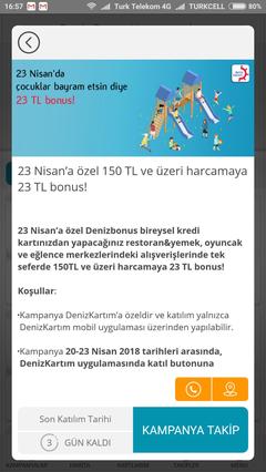 Denizbank - 150 liraya 23 lira bonus (YEMEK -Eglence - Oyuncak) 20-23 Nisan