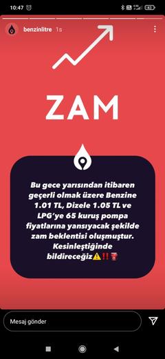 Akaryakıt ve LPG ye 25 kasımda itibaren 70-90 kr arası zam beklentisi oluştu.