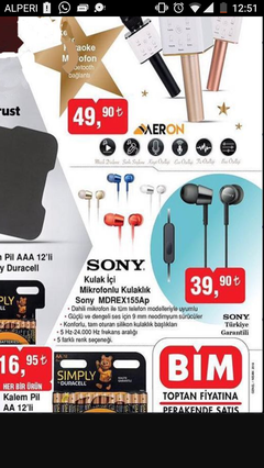 Sony mdr ex155ap 39 tl (20 nisanda geldi)