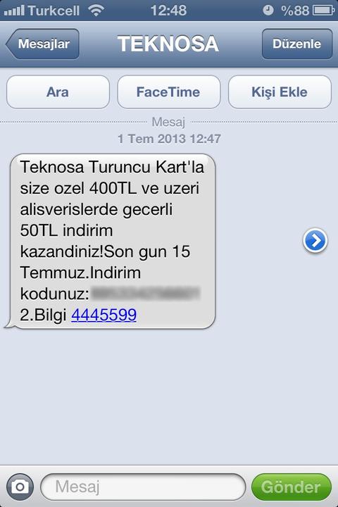 ÜCRETSİZ TeknoSA 50 TL Hediye Çeki