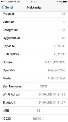  iPhone 6 / iOS 8.4.1 / 4.5G Erişim Sorunu