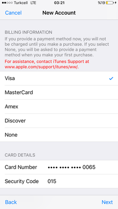 AppStore hesabı