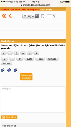  [sizer]Forum için mobil sürüm yayında