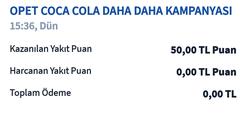 4x2.5 litre İçeceğe OPET 50tl yakıt hediye
