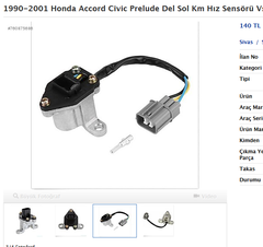 1990-2001 Honda Accord Civic Prelude Del Sol Km Hız Sensörü Vss