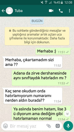 kıza whatsapptan açıldım engel yedim :'( sslii