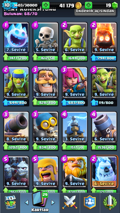 10. seviye 8 efsanevili 42 k altınlı Clash Royale hesabı 50 tl