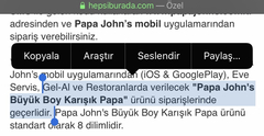 Papa John's Büyük Boy Karışık Papa Pizza 19.90