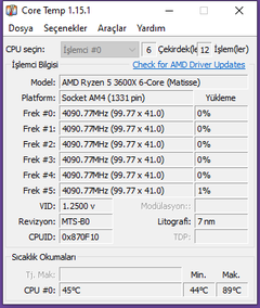 AMD Ryzen 5 3600X Örnek Hız Aşırtma