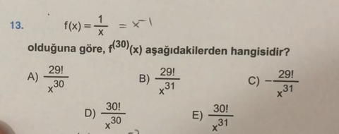 1 adet türev sorusu hakkında