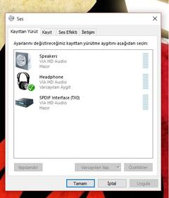  [Yardım] Windows 10 Ses sorunu.