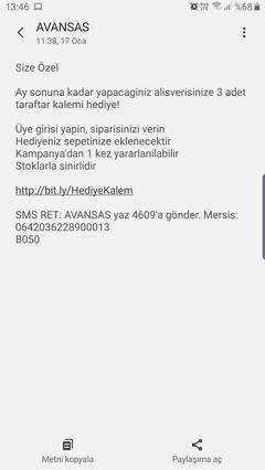 Avansas Her Alışverişe 3 Adet Taraftar Kalemi Hediye (Kişiye Özel)