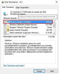 "Disk Temizleme" problemi (Windows Update Temizleme)