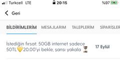 Turkcell - 50GB 50TL [ Faturalı abonelere. ]