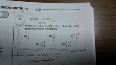  5 tane trigonometri sorusu yardımcı olursanız sevinirim