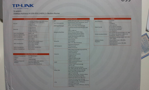TTNET VDSL MODEM TP LİNK TD-W9970