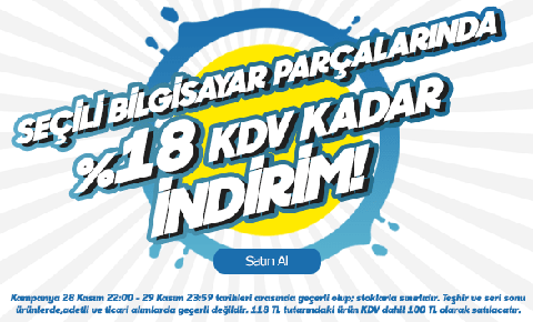 Vatan Bilgisayar KDV İndirimi  (28 -29 Kasım 2019)