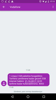 1000 dk + 1000 sms + 5 gb 25 tl vodafon