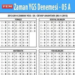  ZAMAN YGS 5 A-B CEVAP ANAHTARI