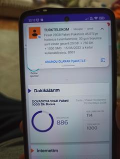 25.04.2022 Türk Telekom Faturasız 45 TL / 20GB İNTERNET + 750DK HY + 1000SMS / Mevcut-Yeni Abonelere