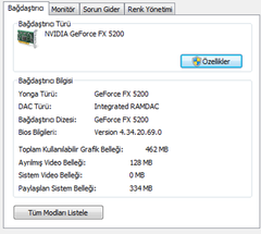 FX 5200 128 MB AGP  EKRAN KARTLARI 15 TL.