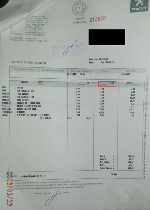 PEUGEOT 5008 YILLIK BAKIM MASRAFI