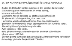 Karton bardak üretme işi yapmak isteyenler buraya