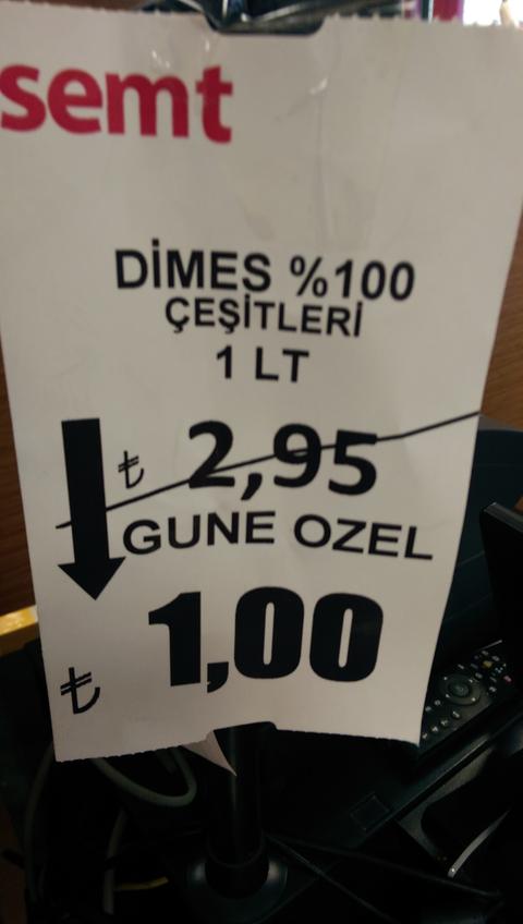 Dimes %100 1 Lt meyve suyu 1 lira