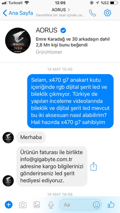 Gigabyte x470 G7 Anakart satın alan herkese 20 dolar değerinde RGB Şerit Led Hediye