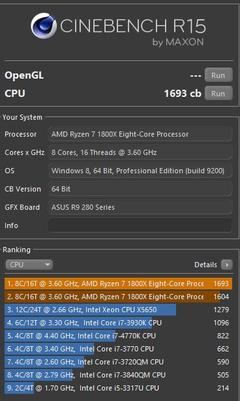 AMD Ryzen 1800X, Asrock Taichi Benchmark.