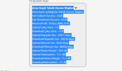 modem ve teknik bilgilerde hızım 87 ama hız testim 4 mbps