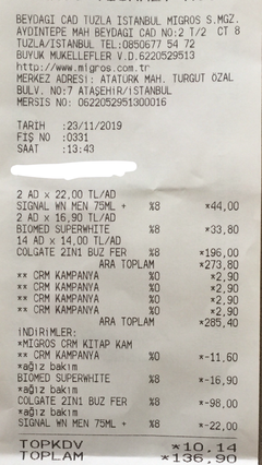 Migros Ağız Bakım 1+1 | Carrefour %50  (23-26 Kasım | 21-25 Kasım 2019)