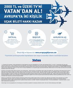 Vatan Bilgisayardan 2000 TL ve üzeri TV al - Avrupa'ya Çift Kişilik Gidiş - Dönüş Uçak Bileti Kazan