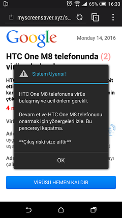  Telefona virüs bulaştı uyarısı???