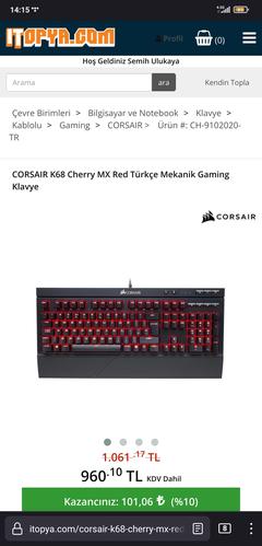 CORSAİR Klavye Fırsatları  - K68 1174 TL - K70 MK.2 1945 TL 🔥🔥 Güncel Fiyatlar