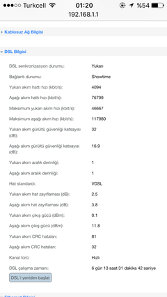 VDSL Hat Zayıflaması (dB) Değerleri [ANA KONU]