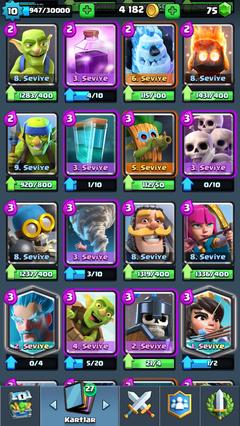 SATILIK LWL 10 Clash Royale  3.500 Kupa( Bol  Efsanevili Güncellendi) 08.03.2017