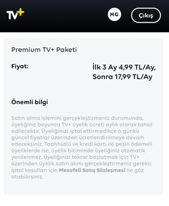 Turkcell tv plus premium 3 ay, aylık 4.99 tl