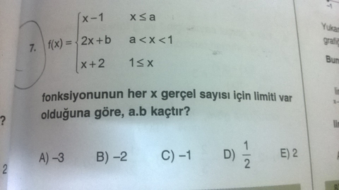 Apotemi'den Seçme LİMİT Soruları