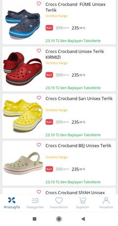 Çiçek sepeti crocs terlikler 235 TL