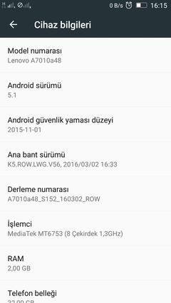  LENOVO A7010 ANA KONU (Nam-ı Diğer Lenovo K4 Note, Lenovo Vibe X3 Lite)