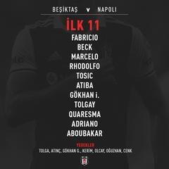  Şampiyonlar Ligi 4. Maç Beşiktaş - Napoli 1 Kasım Salı